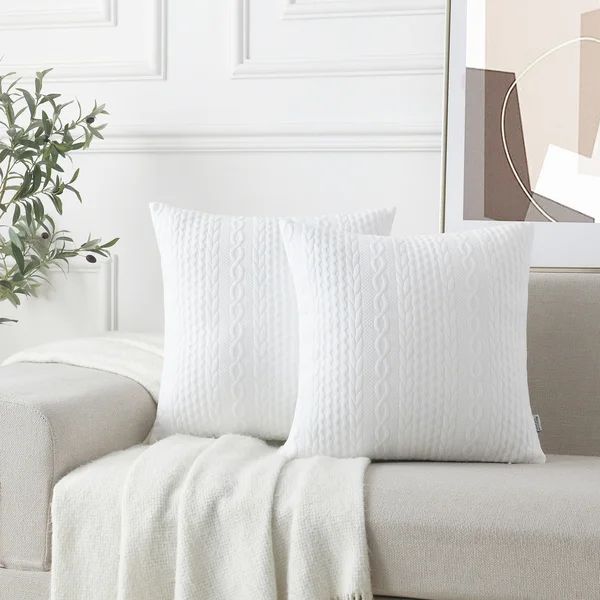 Farmhouse Knitted Modern Embossed Patterned Pillow Cover (Set Of 2) (Set of 2) | Wayfair North America