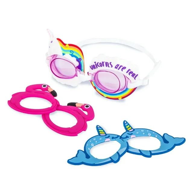 EyePop 3 Characters-in-1 Swim Goggle Set for Children, Multi-Color, Unisex, Unicorn, Narwhals, an... | Walmart (US)