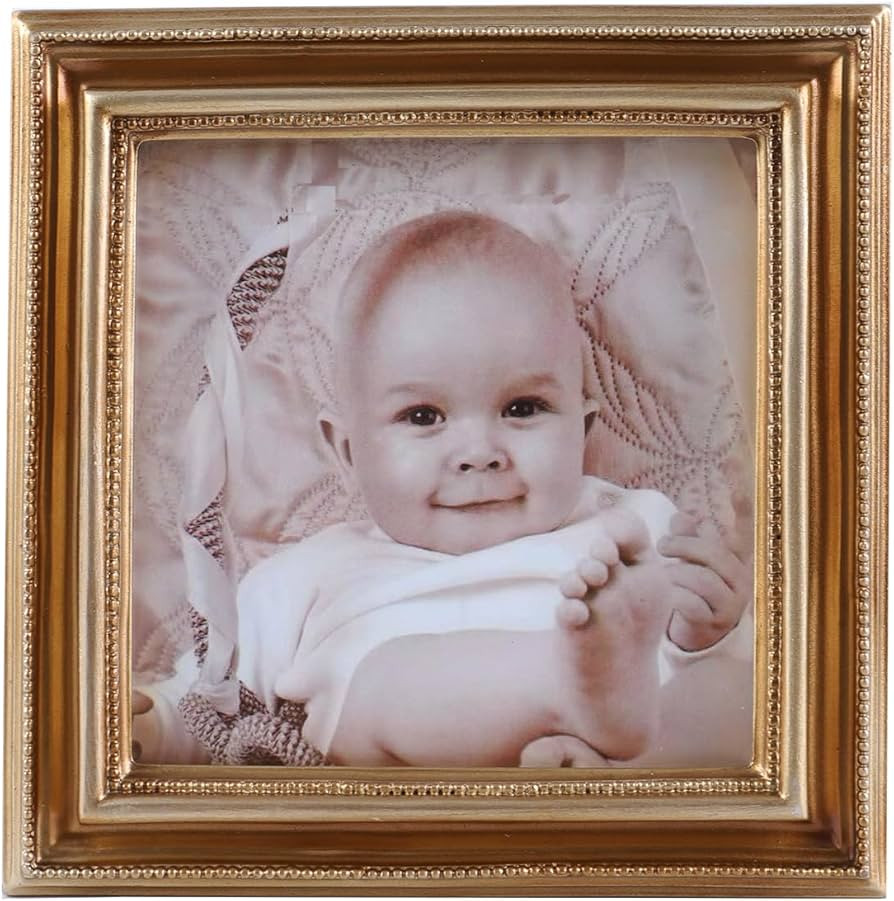 SIKOO 4x4 Picture Frame Square Small Brass Vintage Beaded Picture Frame Tabletop and Wall Mount A... | Amazon (US)