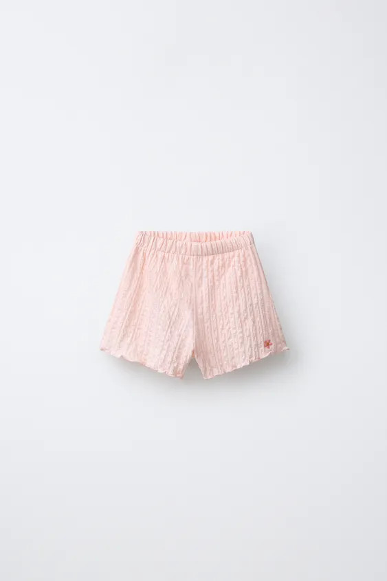 EMBROIDERED FLOWER TEXTURED SHORTS | Zara US