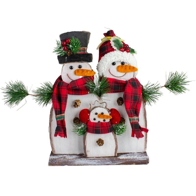 Northlight 16" Snowman Family with Plaid Scarves Table Top Christmas Decoration | Target