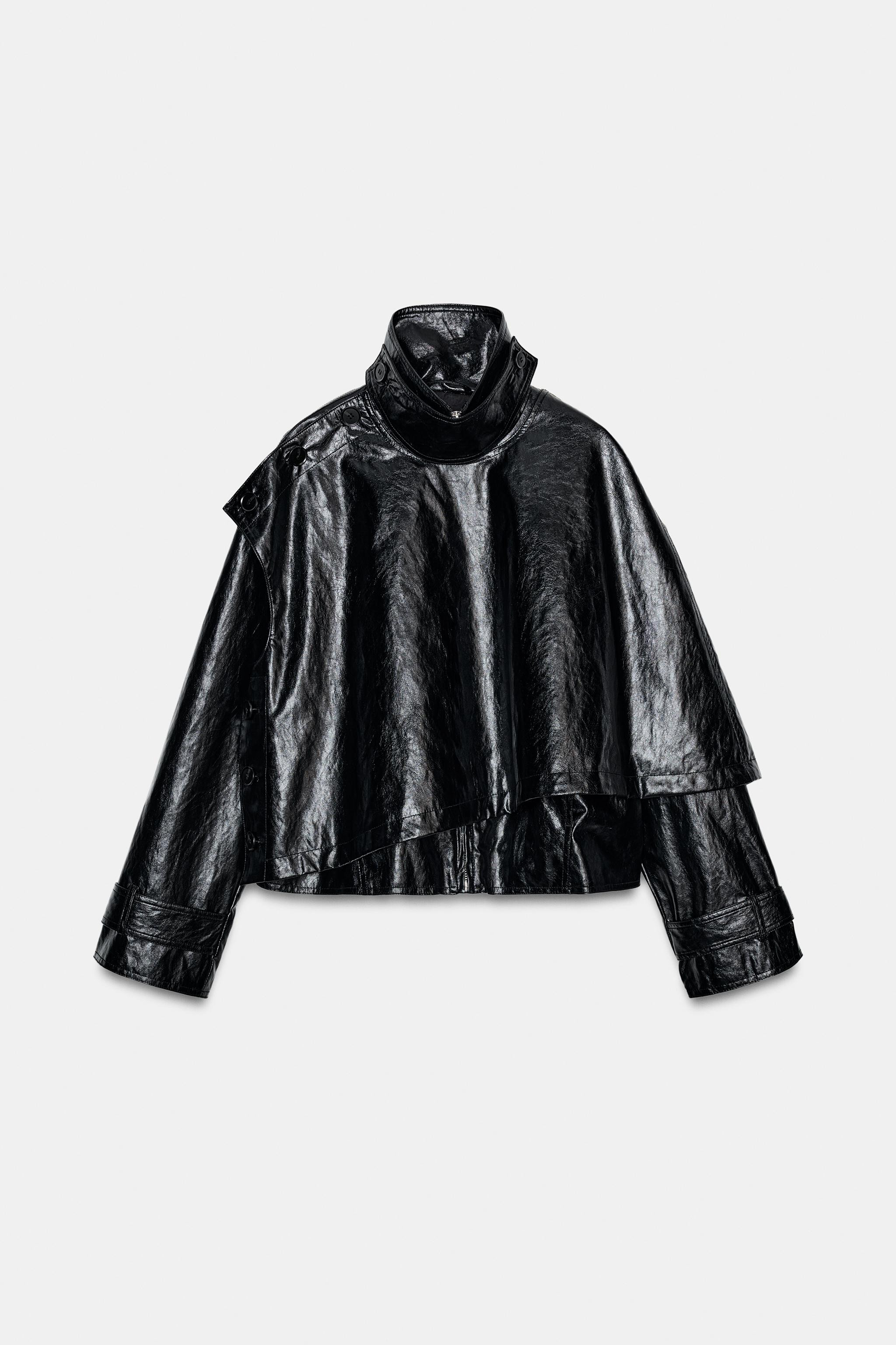 LEATHER EFFECT JACKET WITH SCARF ZW COLLECTION | Zara UK