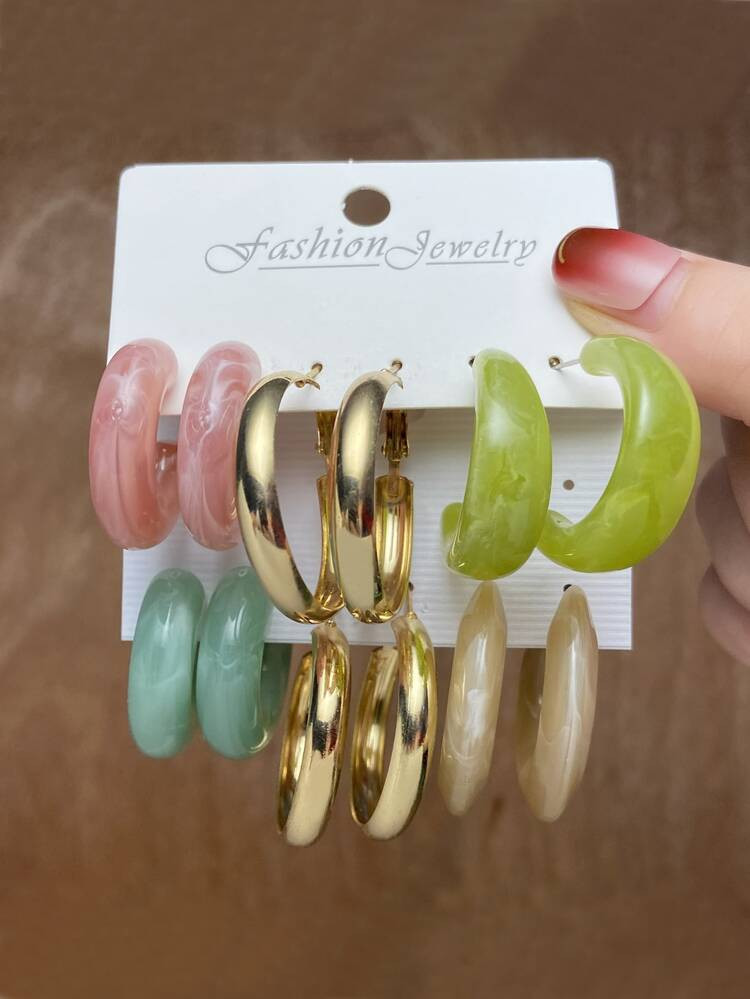 6pairs Hoop Earrings Set | SHEIN