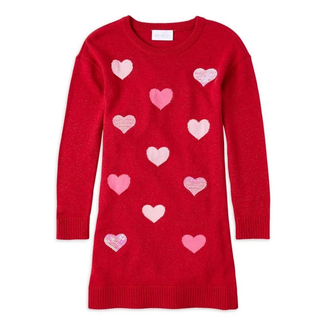 The Children's Place Girls Valentine's Day Sweater Dress, Sizes XS-XXL | Walmart (US)
