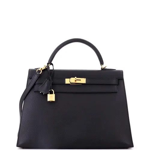Pre-Owned Hermes Kelly Handbag Black Epsom with Gold Hardware 32 at Nordstrom, Size Medium | Nordstrom