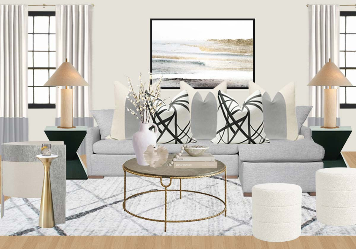 
If you’re decorating around a grey sofa, this living room design shows exactly how to make it feel soft, elevated, and designer instead of cold or unfinished. This space mixes a neutral grey sectional with warm ivory tones, layered textures, soft curves, and subtle black accents for a timeless high-end look on a budget. Shop this look to recreate a calm, elegant living room with: • Grey sectional sofa (the perfect neutral foundation) • Ivory accent chair for softness and balance • Black sculptural side table for contrast and a modern designer touch • Gold drink table for a luxe finishing detail • Round coffee table with gold base for warmth and elegance • Boucle ottomans for texture and extra seating • Neutral ivory and grey throw pillows for layered softness • Black and ivory abstract accent pillows for contrast and dimension • Beige and ivory curtains to frame the room and add softness • Oversized neutral coastal wall art to tie the palette together • Table lamps with warm linen shades for soft ambient lighting • Marble-inspired area rug to ground the room with subtle pattern • Large indoor plant for life, color, and organic balance • Decorative vase + coffee table styling pieces for that finished designer look This grey sofa living room color scheme works beautifully if your space feels too flat, too cool, or lacks warmth. The ivory layers soften the grey instantly, while the black accents add just enough contrast to make the room feel polished and intentional. Perfect for: grey sofa living room ideas, grey couch decor, ivory and grey living room ideas, neutral living room decor, modern organic living room, elegant living room design, cozy neutral living room, decorating with ivory accents, luxury neutral living room ideas, designer living room inspiration 👉 Shop all the pieces to recreate this look in your home BLOG modern grey sofa 4-22-26 

 #LTKSeasonal #LTKOver40 #LTKHome