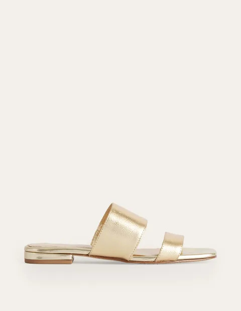 Two Strap Sandals - Gold Metallic Tumbled Leather | Boden (US)