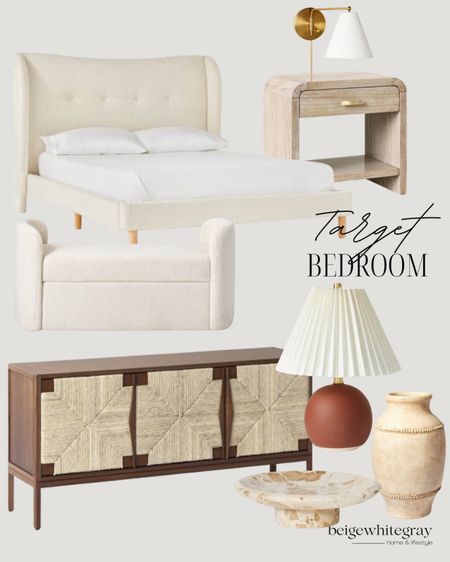 Target bedroom!! For your next bedroom refresh or guest room refresh it’s all here!! This beautiful headboard is such a classic look and the arched nightstands and storage bench are equally beautiful. This on trend lamp is an amazing price for the designer look. 

#LTKSeasonal #LTKHome #LTKStyleTip