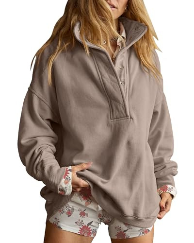 Gacaky Sweatshirt for Women Oversized Henley Neck Pullover Top Fall Outfits | Amazon (US)