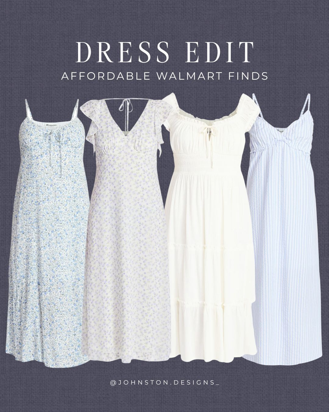 Blue and white spring dresses with light fabrics and effortless summer style from Walmart.

Blue and white dresses, spring dresses, summer dresses, Walmart fashion, affordable dresses, midi dress, maxi dress, warm weather outfits, coastal look. 

 #LTKootd #LTKSeasonal #LTKTravel