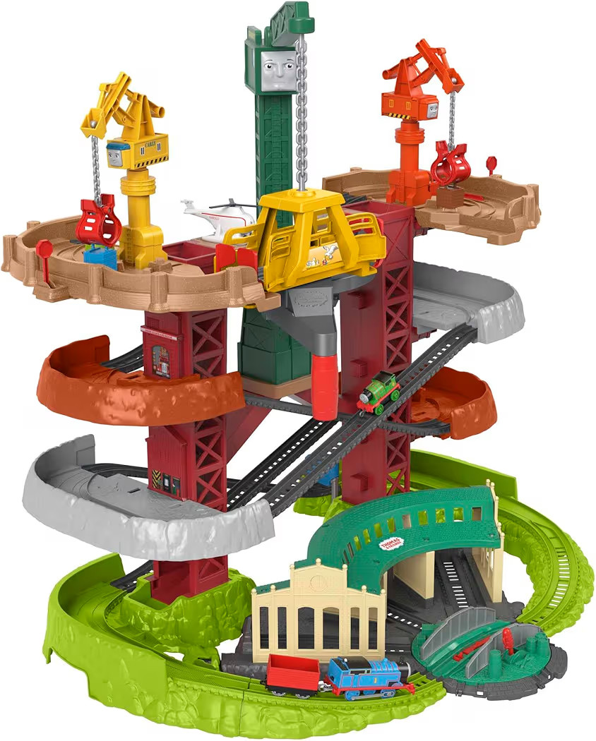 Thomas & Friends Multi-Level Toy Track Set, Trains & Cranes Super Tower, 2.5 Ft Tall with 3 Chara... | Amazon (US)