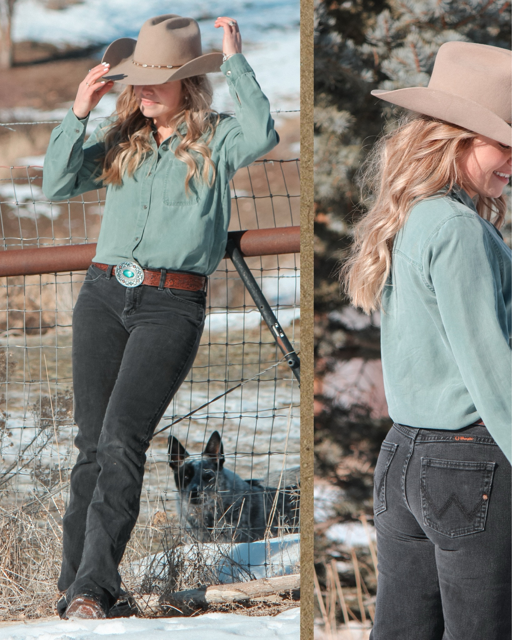 Traditional Cowgirl Look 🌵🏔️ I will die on this hill but black wranglers are my favorite jeans. 🧡

This is most likely because I grew up with my Dad always wearing his black wranglers, cowboy boots, and button ups to church! 

#cowgirlstyle #wranglers #westernfashion #cowgirl 

#LTKWorkwear #LTKStyleTip #LTKBeauty
