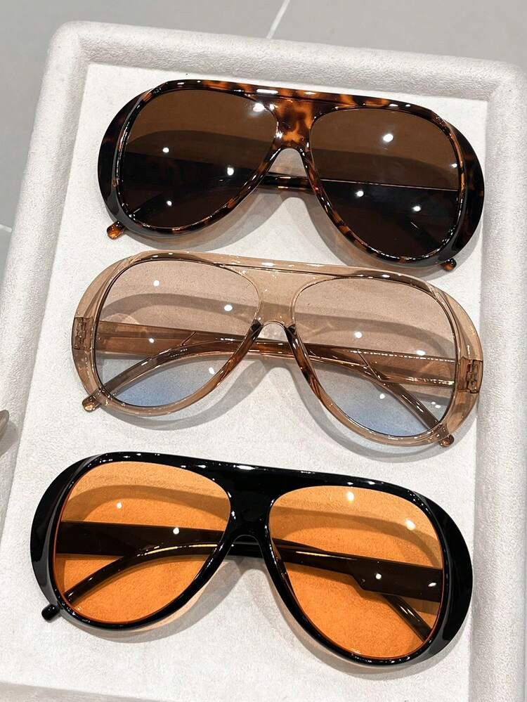 3pcs Plastic Geometric Classy Aesthetic Shades Basics New Women Fashion Glasses For Camping Daily Life Beach Party Street-Photography Vacation Outfits Holiday Gift Weekend Outfit Partywear Accessories | SHEIN