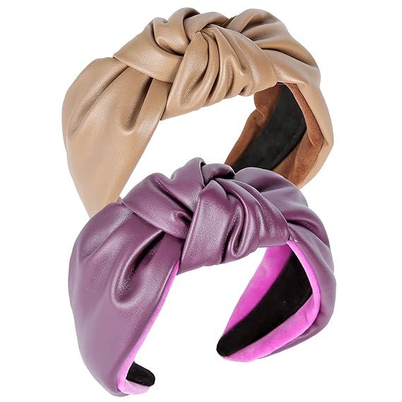 QIANXUAN Wide Hair Bands For Women Black Cloth Headband Tie For Women Leather Headbands For Women... | Amazon (US)