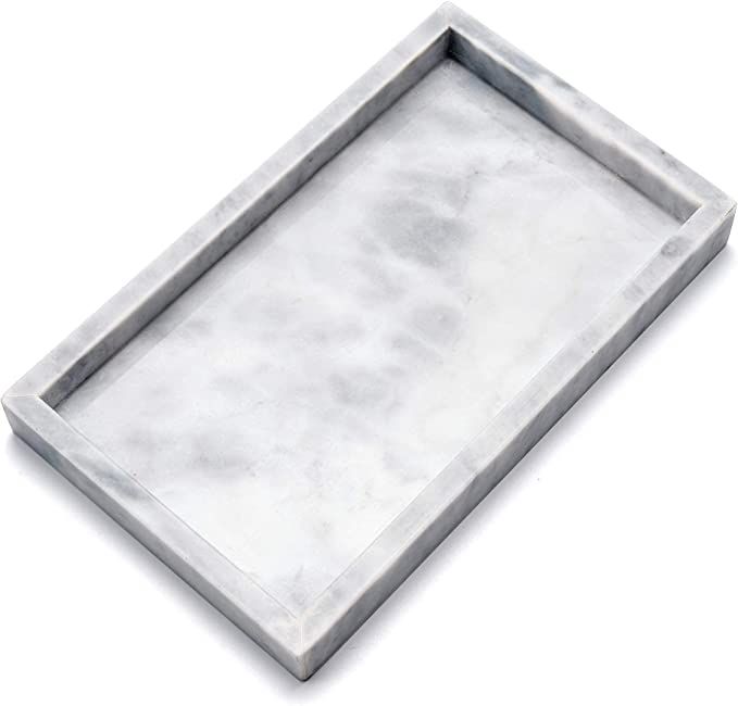 Noble Natural Marble Tray for Desktop/Kitchen/Vanity/Bathroom, Stone Organizer Tray for Coffee Ta... | Amazon (US)