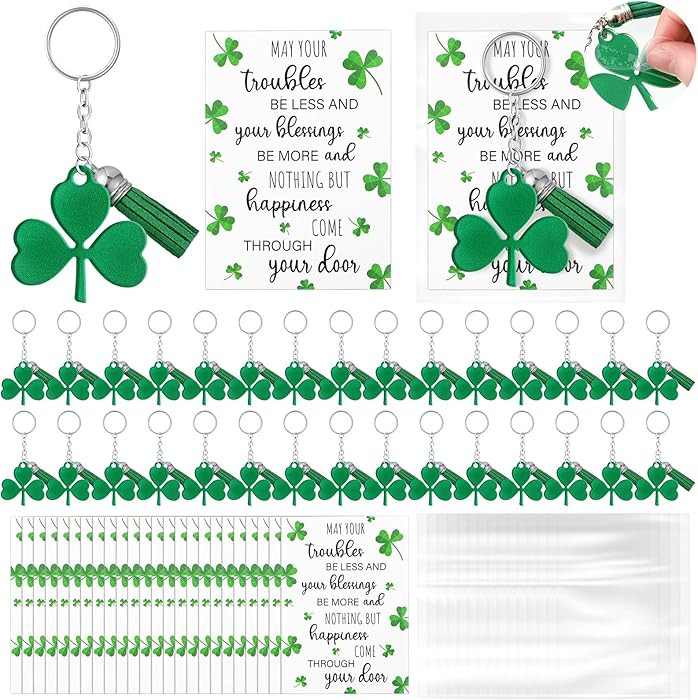 72 Set St. Patrick's Day Gifts Bulk Shamrock Keychains with Tassels St. Patrick's Day Keychains w... | Amazon (US)