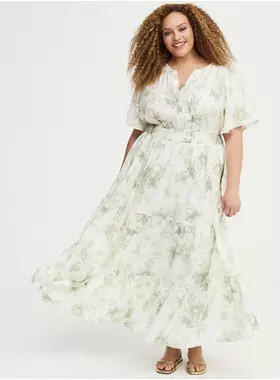Y-Neck Tiered Maxi Dress | Torrid (US & Canada)