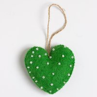 Green Felt Heart Ornament Christmas Handmade Valentine Day Montessori | Etsy (US)