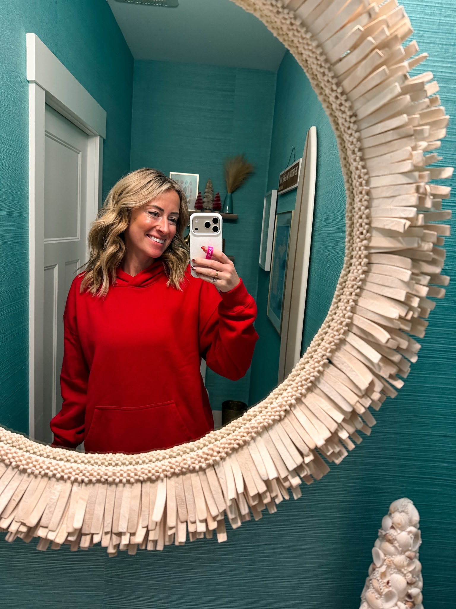 Red hollister hoodie for cold weather 