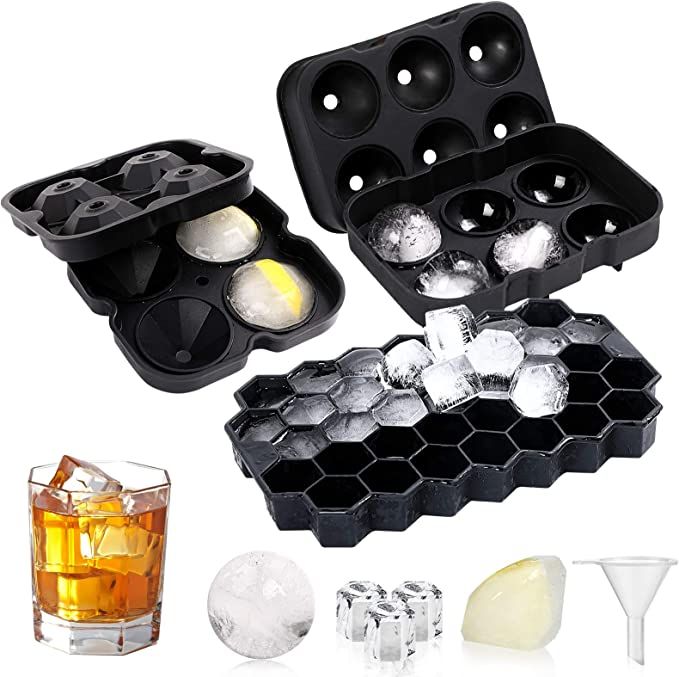 Silicone Ice Cube Trays Ice Ball Maker Mold with Silicone Lid Whiskey Ice Ball Mold Round Ice Bal... | Amazon (US)