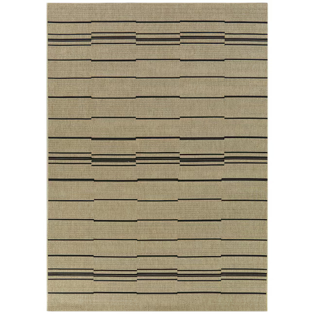 Origin 21 8 x 10 (ft) Flatweave Polypropylene Black Rectangular Indoor/Outdoor Stripe Mid-Century... | Lowe's