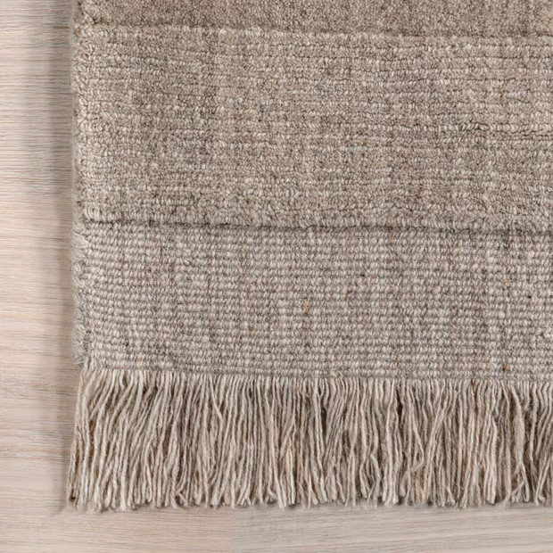 Beige Mozai Fringed Wool-Blend Area Rug | Rugs USA