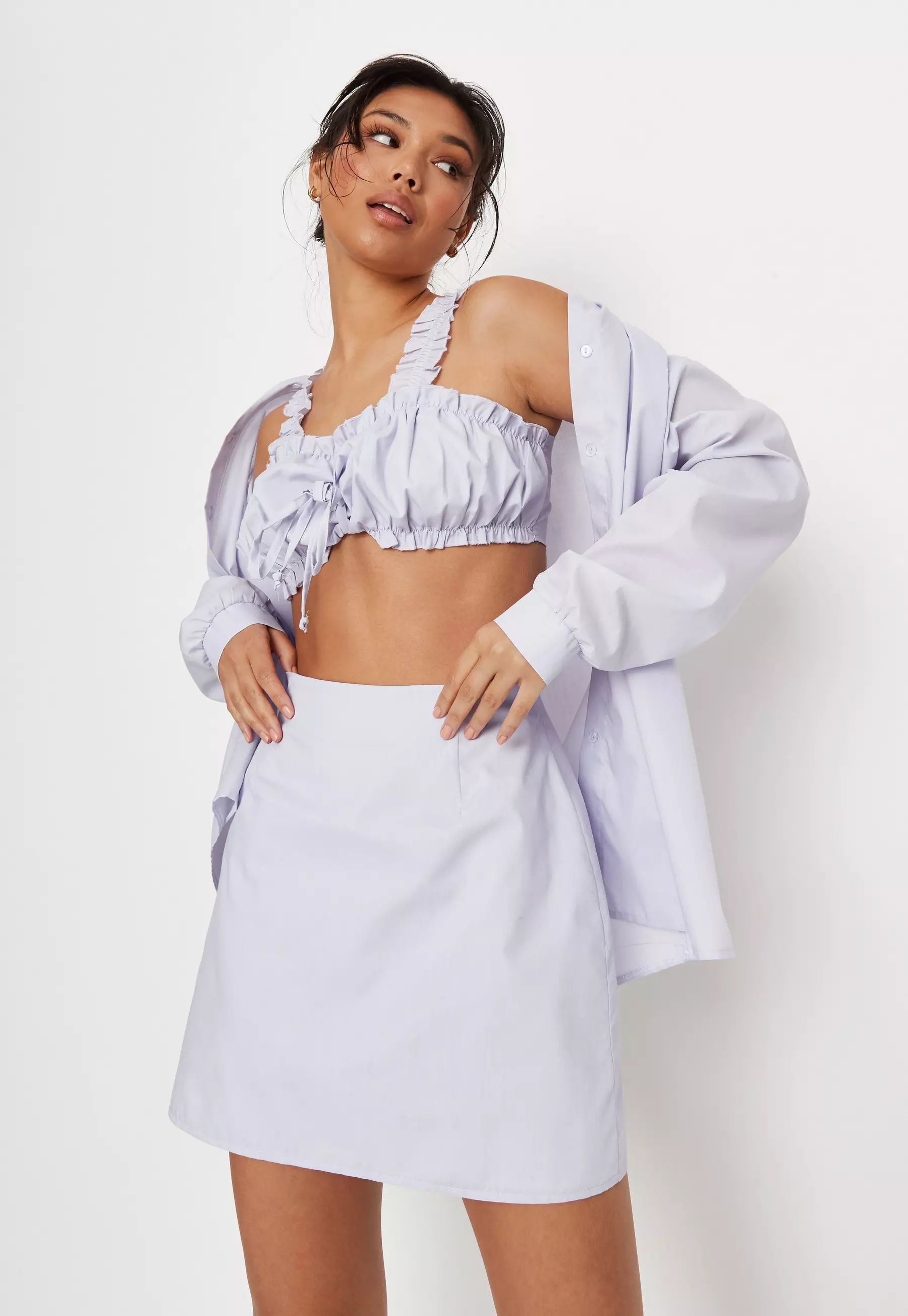 Lilac Co Ord Poplin A Line Skirt | Missguided (US & CA)