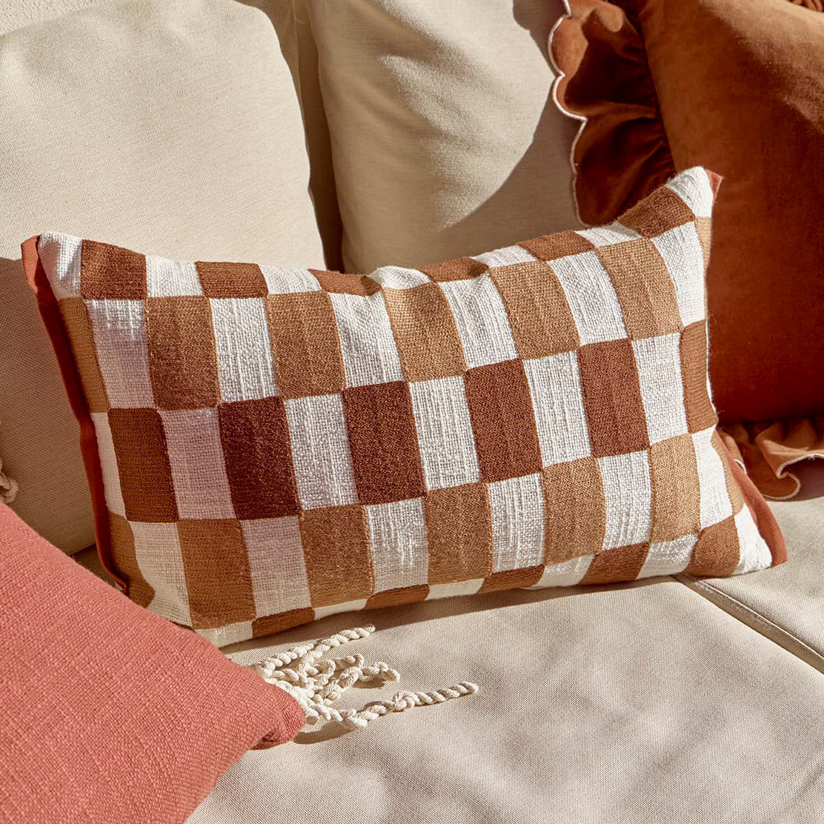 Pascale Check Embroidered Cushion | Pillow Talk AU