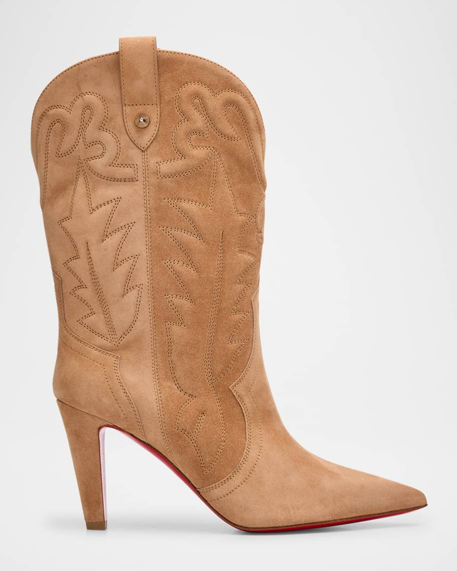 Christian Louboutin Santia Suede Red Sole Booties | Neiman Marcus