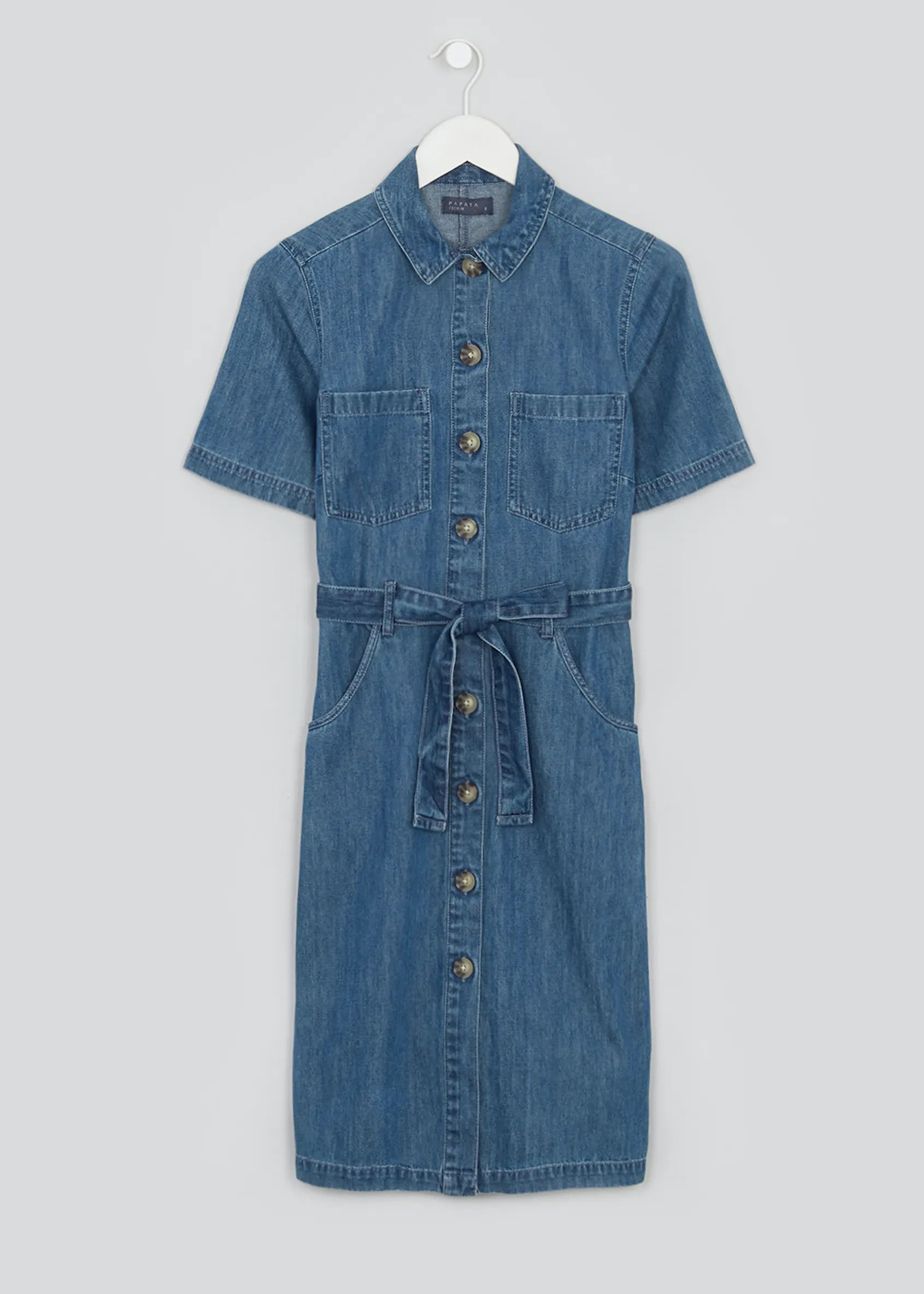 Short Sleeve Denim Midi Shirt Dress – Midwash | Matalan (UK)