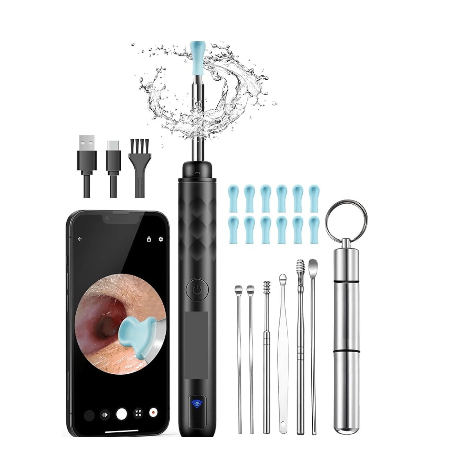 Ear Wax Removal Tool Camera, Ear Cleaner with Camera, Ear Scope, Earwax Removal Kit with Otoscope, Ear Canel Cleaning 6 LED Lights 12 Ear Pickers, 1296P HD Black | Shop Simon