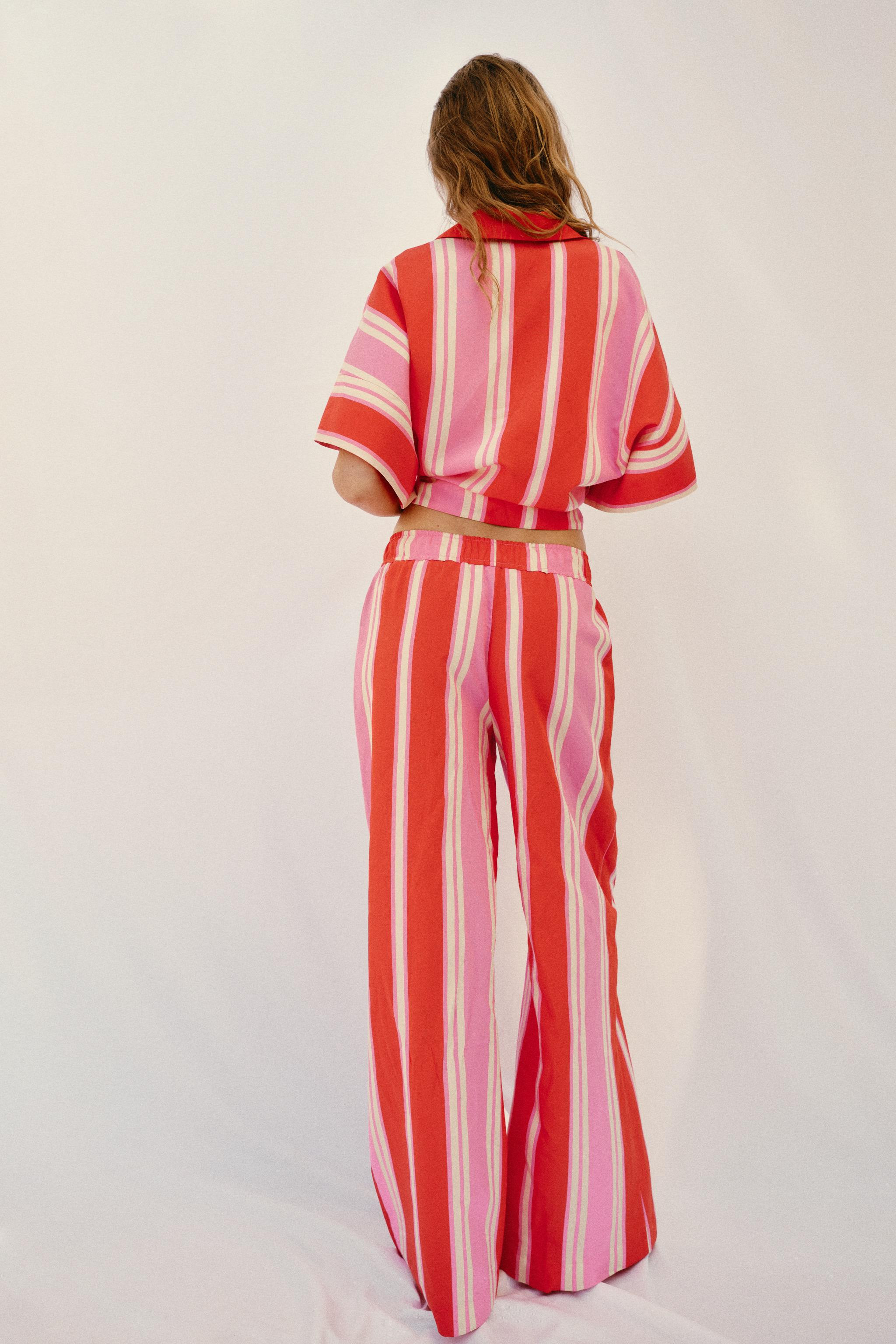 STRIPED WIDE LEG PANTS | Zara US