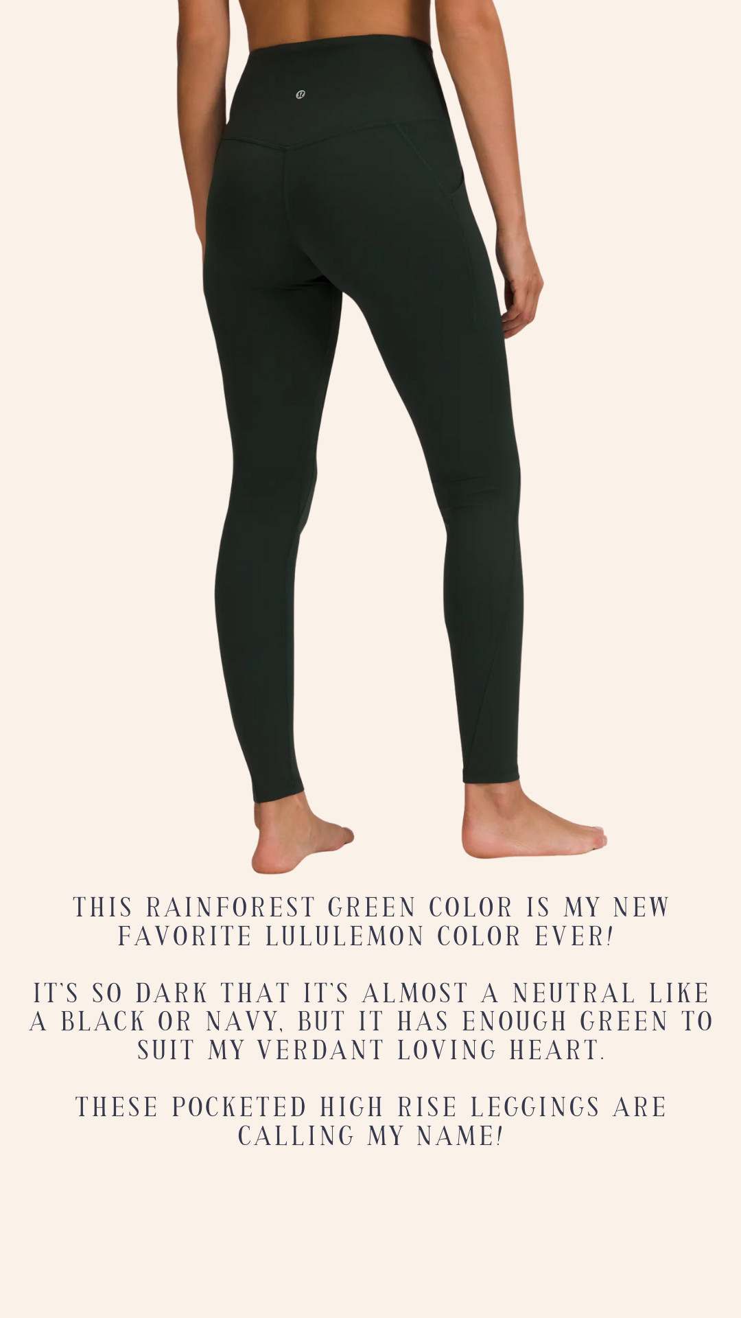 This rainforest green color is my new favorite Lululemon color ever! It’s so dark that it’s almost a neutral like a black or navy, but it has enough green to suit my verdant loving heart. These pocketed high rise leggings are calling my name! 

 #LTKActive #LTKMidsize #LTKPetite