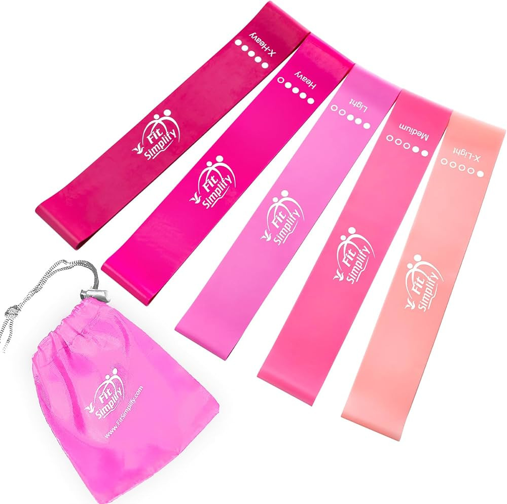Fit Simplify Resistance Loop Exercise Bands with Instruction Guide and Carry Bag, Set of 5 | Amazon (US)