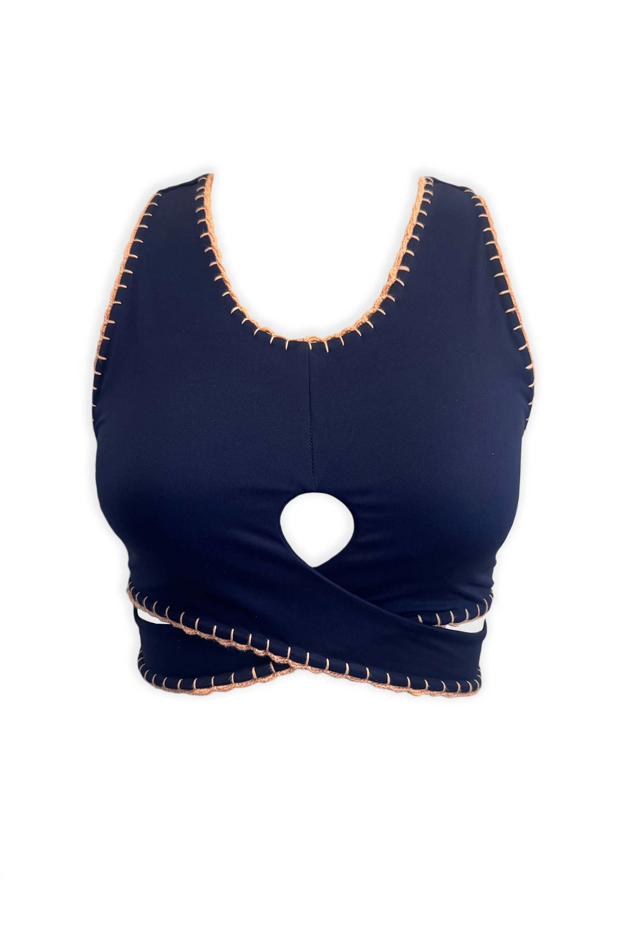 Criss Cross Keyhole Sports Bra | Navy | southern saint