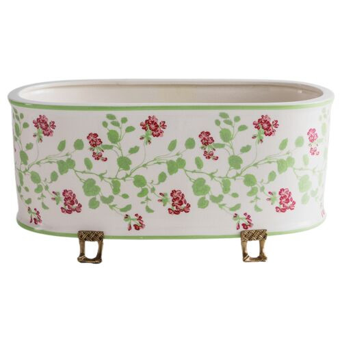 Geranium Trellis Oval Planter, Green | One Kings Lane