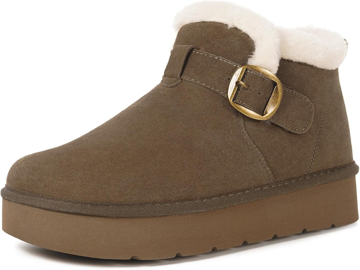 Hsyooes Womens Snow Boots Genuine Suede Leather Mini Boots Anti-Slip Outdoor Winter Ankle Booties... | Amazon (US)