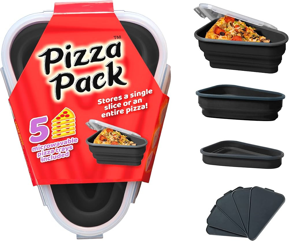 The Perfect Pizza Pack™ - Reusable Pizza Storage Container with 5 Microwavable Serving Trays - ... | Amazon (US)