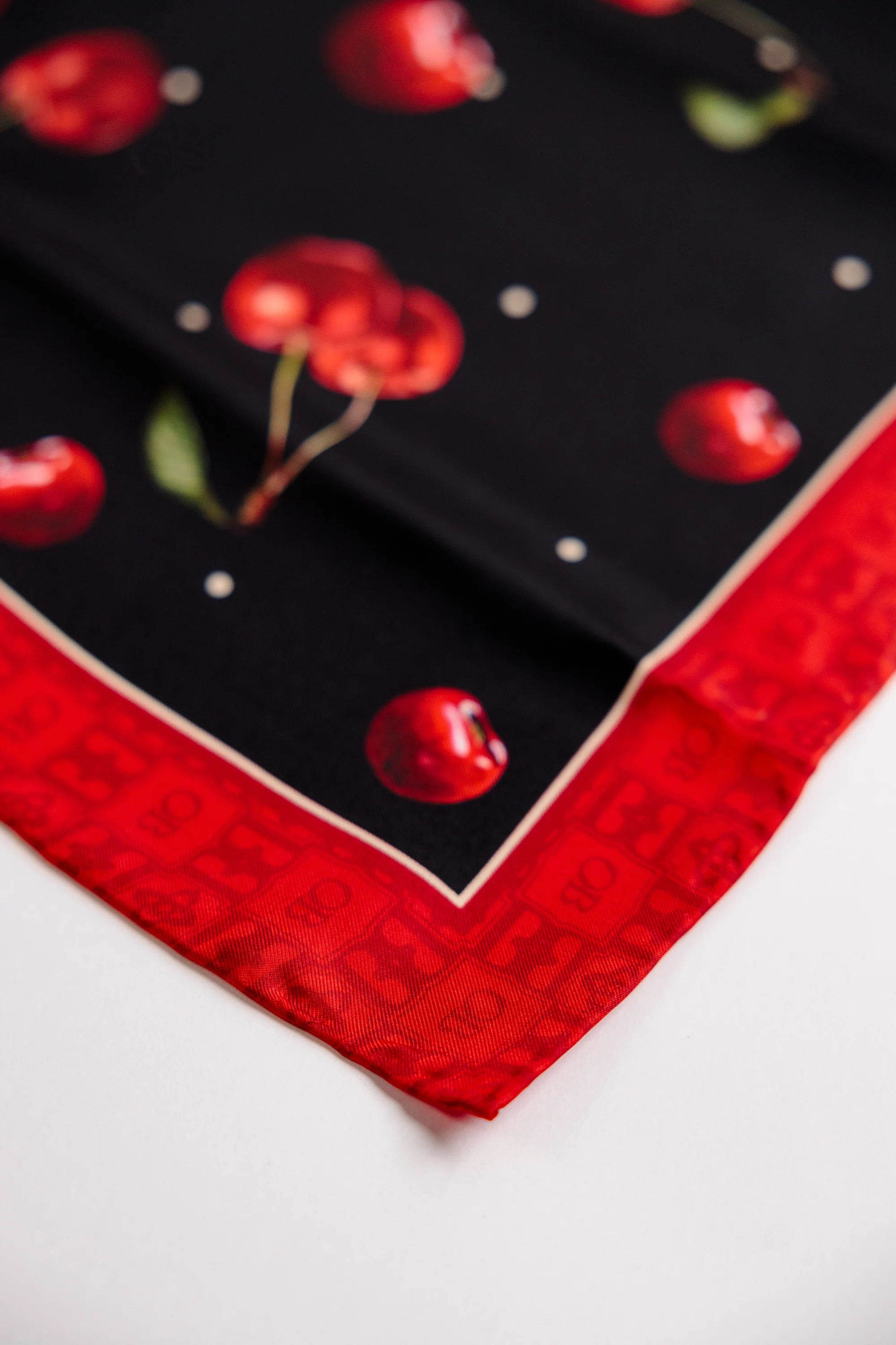 Cherry Monogram Silk Scarf | Overnight Blowout