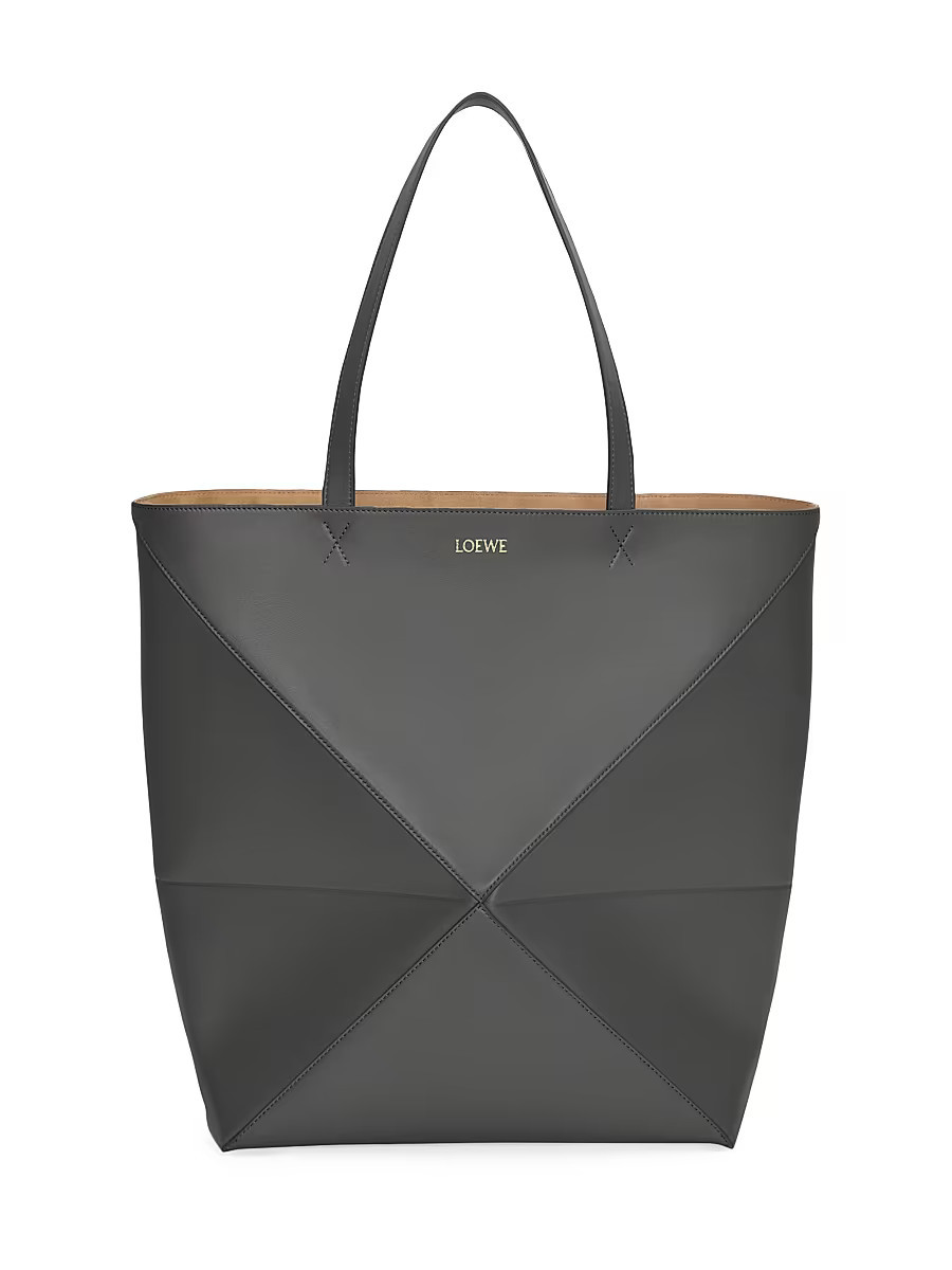 Men's Large Puzzle Fold Leather Tote Bag - Dark Grey | Saks Fifth Avenue