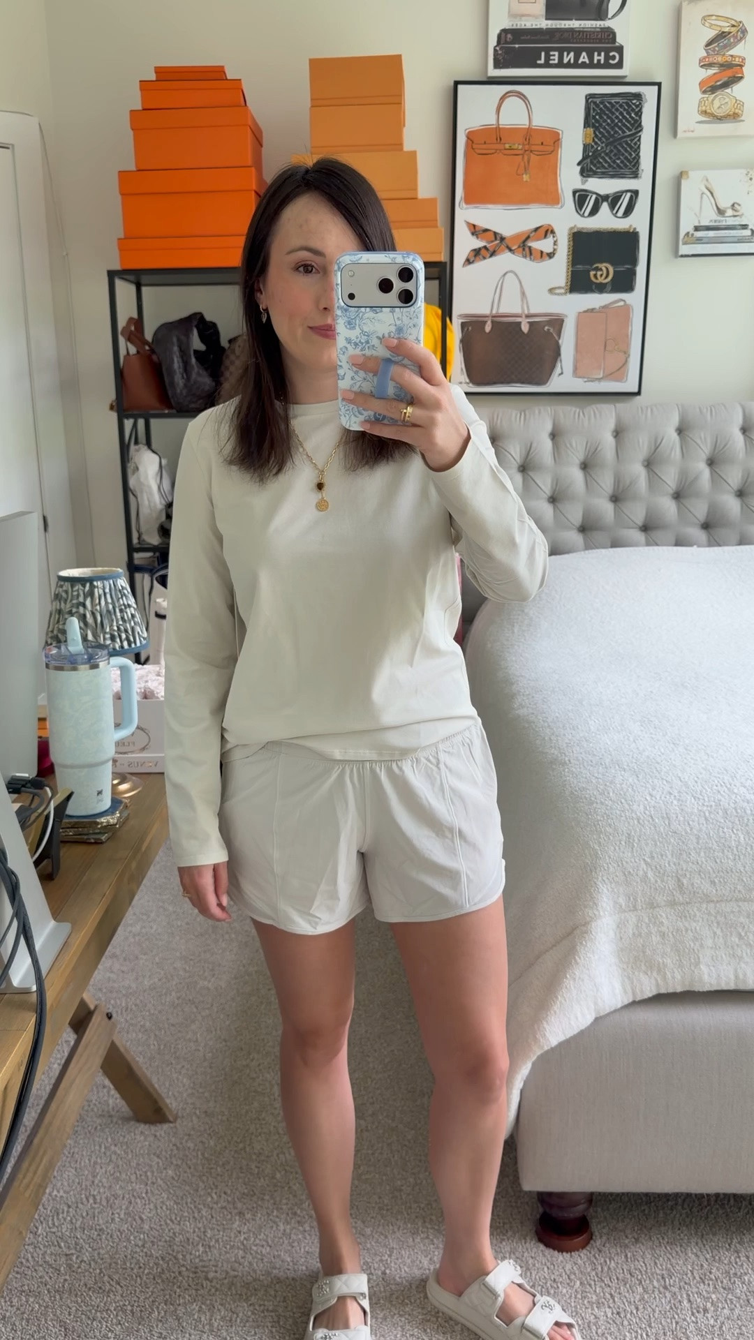 Lululemon long sleeve and shorts in the color Bone

#LTKootd #LTKSeasonal