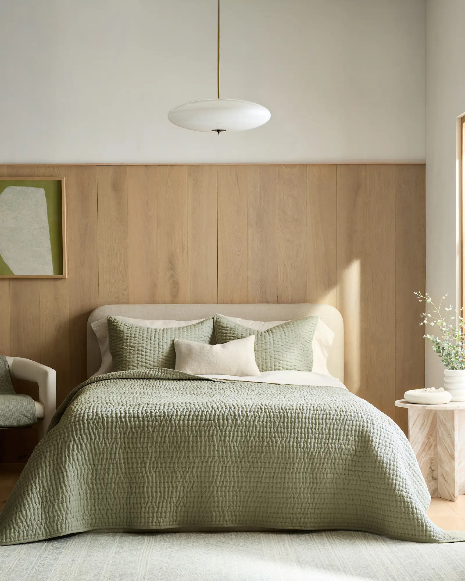 European Linen Cotton Stitch Quilt Set in Willowleaf | Quince