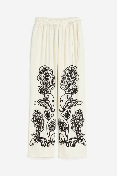 Embroidered pull-on trousers | H&M (UK, MY, IN, SG, PH, TW, HK)