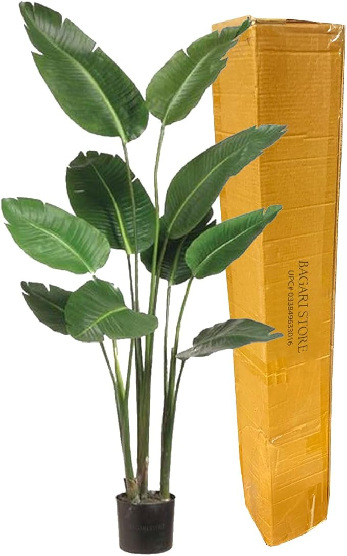 One 5 Foot Artificial Silk Bird of Paradise Palm Tree Potted Plant by Bagari | Amazon (US)