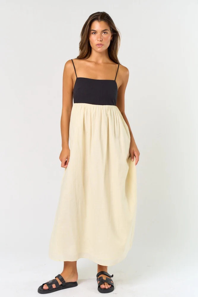 Cream Contrast Skirt Maxi Dress | PinkBlush Maternity