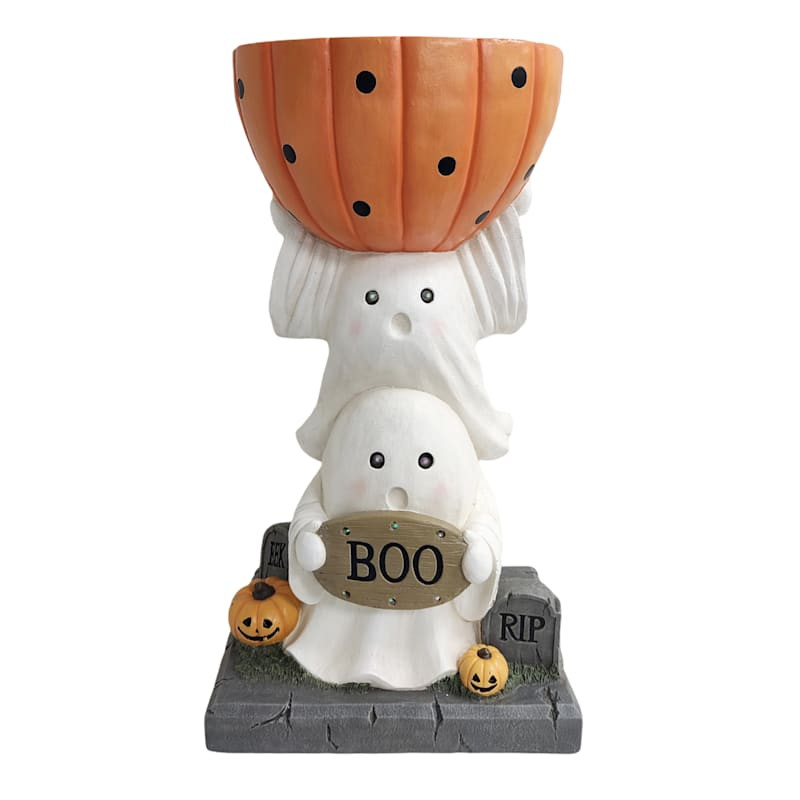 Homespun Halloween Ghost Holding Pumpkin Bowl, 28.7" | At Home