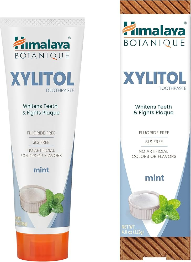 Himalaya Botanique Xylitol Toothpaste, Mint Flavor - Fluoride Free Toothpaste to Whiten Teeth, Fi... | Amazon (US)
