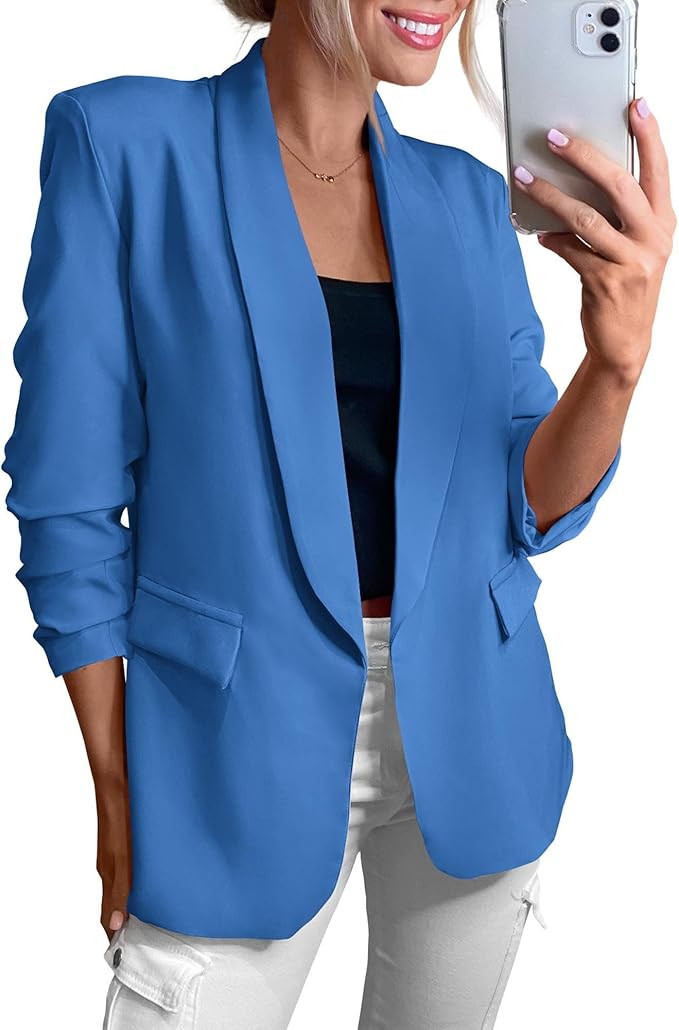 KIRUNDO Womens Blazer 2024 Fall Bussiness Casual Long Sleeve Open Front Work Office Dressy Suit J... | Amazon (US)