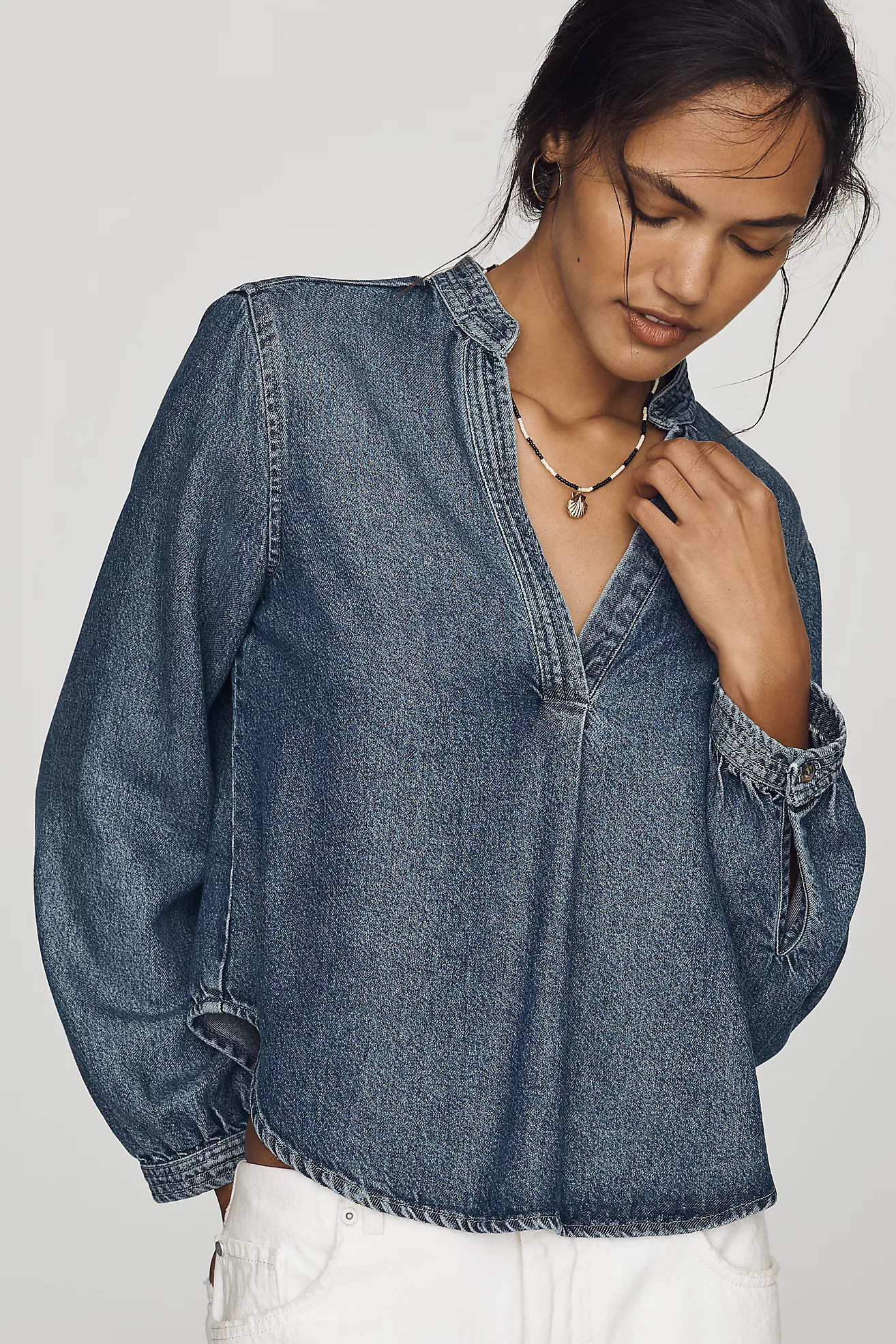 Cloth & Stone Denim Henley Shirt | Anthropologie (US)