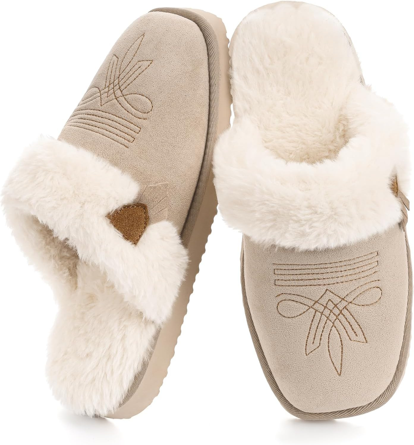 CCF Women's Western Slippers Square Toe Fuzzy Cowgirl Boot Slippers | Amazon (US)